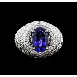 14KT White Gold 3.04ct Tanzanite and Diamond Ring