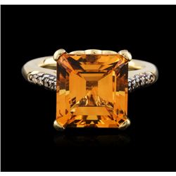 14KT Yellow Gold 8.50ct Citrine and Diamond Ring