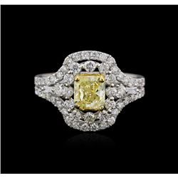 18KT Two-Tone Gold GIA Certified 2.07ctw Fancy Yellow Diamond Ring