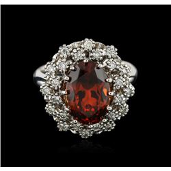 14KT White Gold 4.97ct Garnet and Diamond Ring