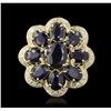 14KT Yellow Gold 10.02ctw Sapphire and Diamond Ring
