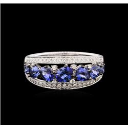 1.39ctw Sapphire and Diamond Ring - 18KT White Gold