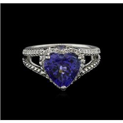 4.45ct Tanzanite and Diamond Ring - 14KT White Gold