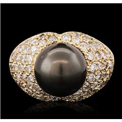 14KT Yellow Gold 1.70ctw Diamond and Pearl Ring