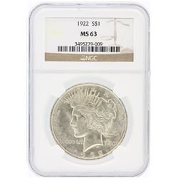 1922 NGC MS63 Peace Silver Dollar