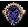 Image 1 : 14KT Rose Gold 6.11ct Tanzanite and Diamond Ring