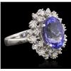 Image 2 : 14KT White Gold 5.30ct Tanzanite and Diamond Ring