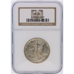 1943 NGC Graded MS65 Walking Liberty Half Dollar Silver Coin