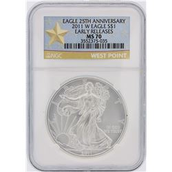 2011-W NGC Graded MS70 $1 American Silver Eagle Silver Coin