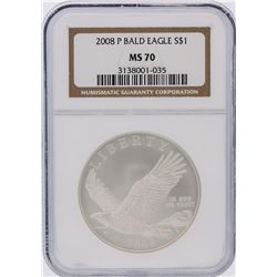 2008-P NGC Graded MS70 $1 Silver Bald Eagle Silver Coin