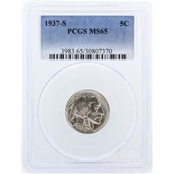 1937-S PCGS Graded MS65 Buffalo Nickel Silver Coin