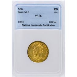 1795 NNC Graded VF35 $5 Capped Bust Small Eagle Gold Coin