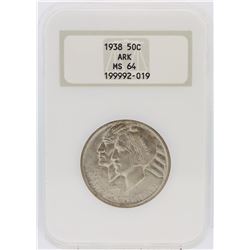 1938 NGC Graded MS64 Ark Half Dollar Silver Coin