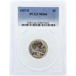 1937-S PCGS Graded MS66 Buffalo Nickel Silver Coin