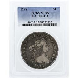 1798 PCGS Graded VF35 B-31 BB-115 Draped Bust Large Eagle Silver Dollar