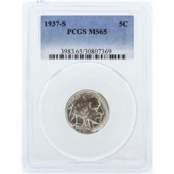 1937-S PCGS Graded MS65 Buffalo Nickel Silver Coin