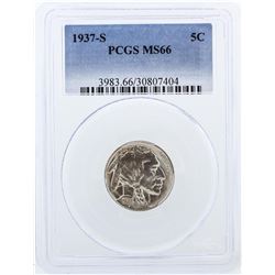 1937-S PCGS Graded MS66 Buffalo Nickel Silver Coin