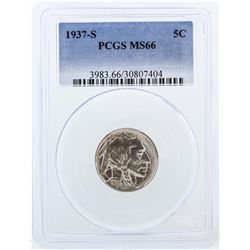 1937-S PCGS Graded MS66 Buffalo Nickel Silver Coin