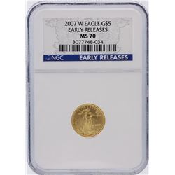 2007-W NGC Graded MS70 Early Release $5 American Eagle Gold Coin