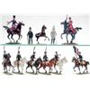 Image 1 : Mignot solid-cast toy soldiers, five French Napoleonic lancers and trumpeter, two mounted Cossack...