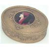 Image 1 : A Palais Royale gilt metal and enamel box, circa 1880, oval and embossed with bands of guilloche...