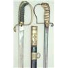 Image 1 : An early 19th century English naval officers dress sword, the 28 inch single edge blade etched wi...
