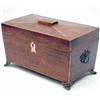 Image 1 : A Victorian mahogany sarcophagus tea caddy, with 2 enclosed canisters, on brass paw feet, 12ins...