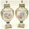 Image 1 : A pair of 19th century French porcelain vases, painted with opposing panels of young maidens and...