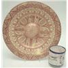 Image 1 : An Hispano-Moresque earthenware charger, with raised central boss and geometric designs in copper...
