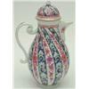 Image 1 : A late 19th century German porcelain coffee pot and domed cover, spiral-moulded and painted with...