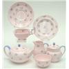 Image 1 : A Wedgwood Alpine Pink 10-piece cabaret set, including teapot, lightly painted with flowers in bl...