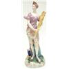 Image 1 : A 19th century French porcelain figure, of the season Autumn, female carrying wheat, a vase and g...