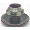 Image 1 : A Doulton Lambeth stoneware pipe-smoker's ashtray, with mottled green glaze and silver rim (resto...