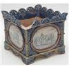 Image 1 : A Victorian Doulton Lambeth glazed stoneware jardiniere, square shape with four oval panels decor...