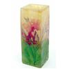 Image 1 : A Daum cameo glass posy vase, oblong shape acid-etched with naturalistic flowers and leaves in gr...