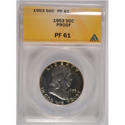 1953 FRANKLIN HALF DOLLAR, ANACS PF-61