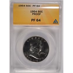 1954 FRANKLIN HALF DOLLAR, ANACS PF-64