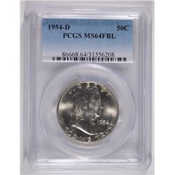 1954-D FRANKLIN HALF DOLLAR, PCGS MS-64 FBL