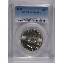 1955 FRANKLIN HALF DOLLAR, PCGS MS-64 FBL