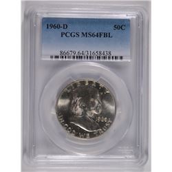 1960-D FRANKLIN HALF DOLLAR, PCGS  MS-64 FBL