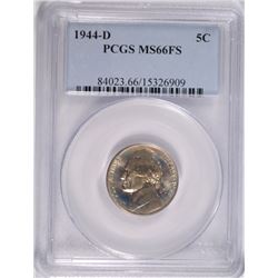1944-D JEFFERSON NICKEL, PCGS MS-66 FULL STEPS
