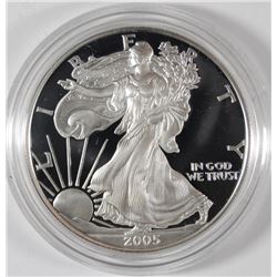 2005 PROOF AMERICAN SILVER EAGLE IN NICE ORIGINAL BOX/CERT