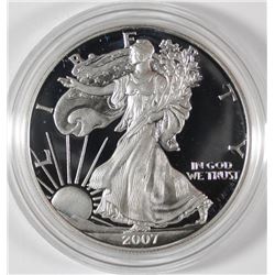 2007 PROOF AMERICAN SILVER EAGLE IN NICE ORIGINAL BOX/CERT