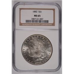 1882 MORGAN SILVER DOLLAR, NGC MS-65  BLAST WHITE