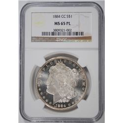 1884-CC MORGAN SILVER DOLLAR, NGC MS-65 PL  GORGEOUS!
