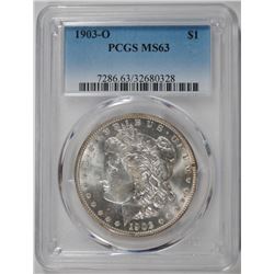 1903-O MORGAN SILVER DOLLAR, PCGS MS-63 BLAST WHITE!