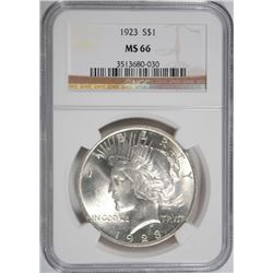 1923 PEACE SILVER DOLLAR, NGC MS-66