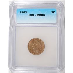 1862 INDIAN HEAD CENT, ICG MS-63