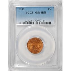 1902 INDIAN HEAD CENT, PCGS MS-64 RB  LOOKS RED!