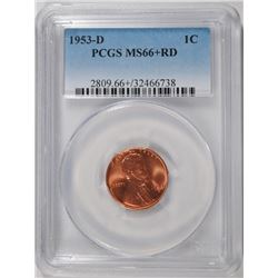 1953-D LINCOLN CENT, PCGS MS-66+ RED
